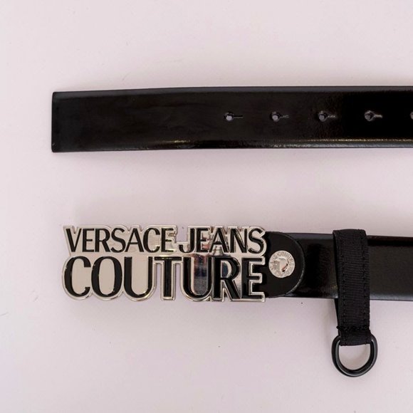 New Versace Jeans Couture Leather Belt Black/Gold